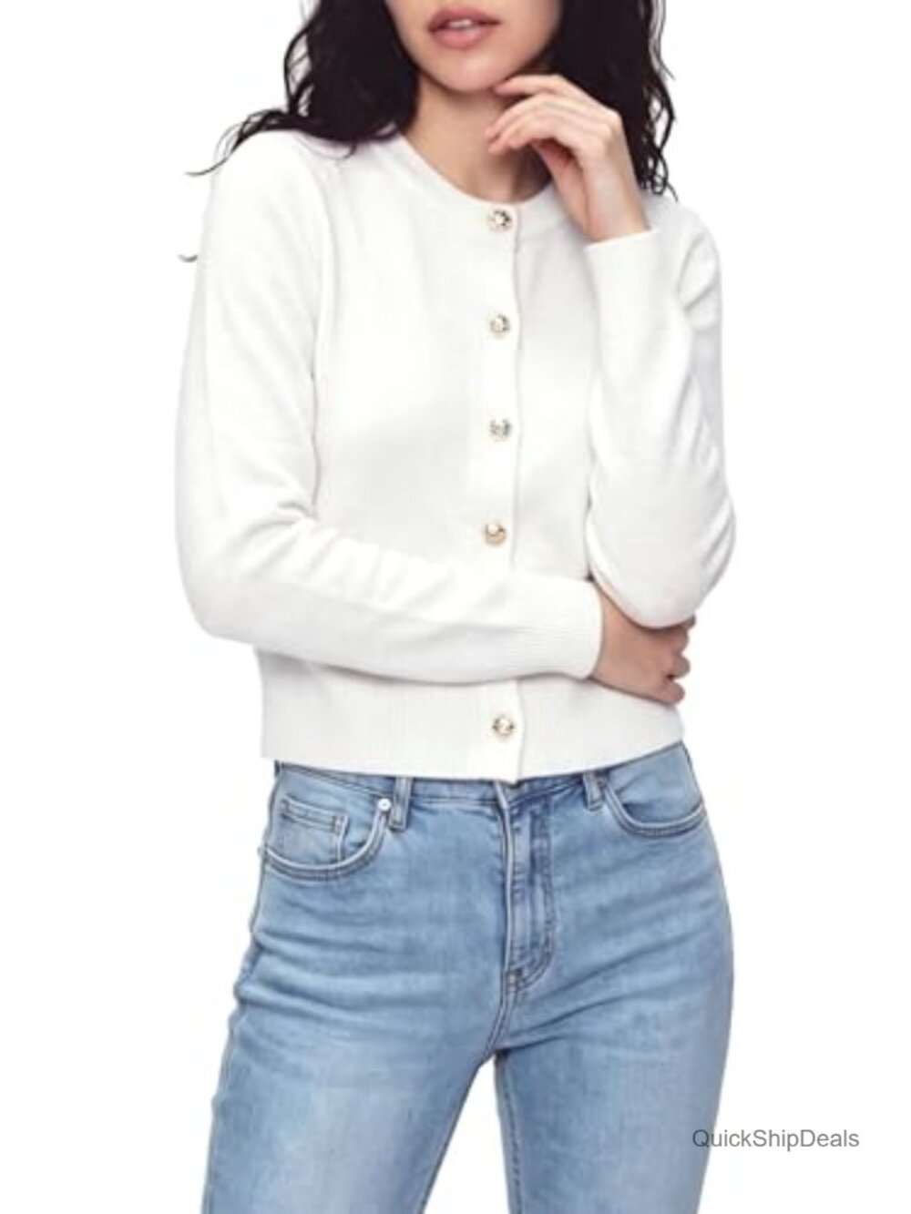 Urban CoCo Cropped Cardigan Sweater Women Long Sleeve Button Up Knit Jacket